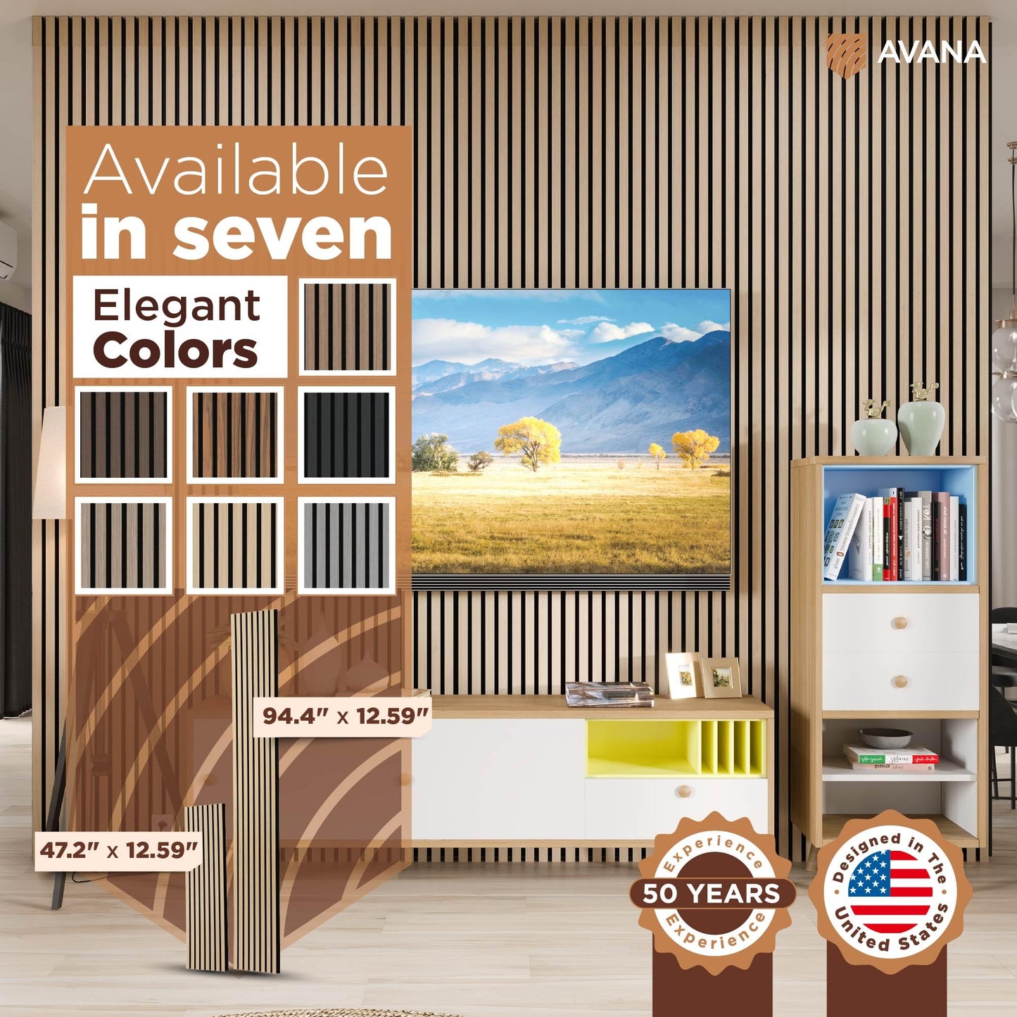 Avana Acoustic Wood Wall Panels – 47.2 X 12.6 White Oak Acoustic Panels 2 PCs – Modern Wall Panels For Interior Wall Decor For Homes, Offices, Studios – Sturdy And Durable Wood Panels For Wall