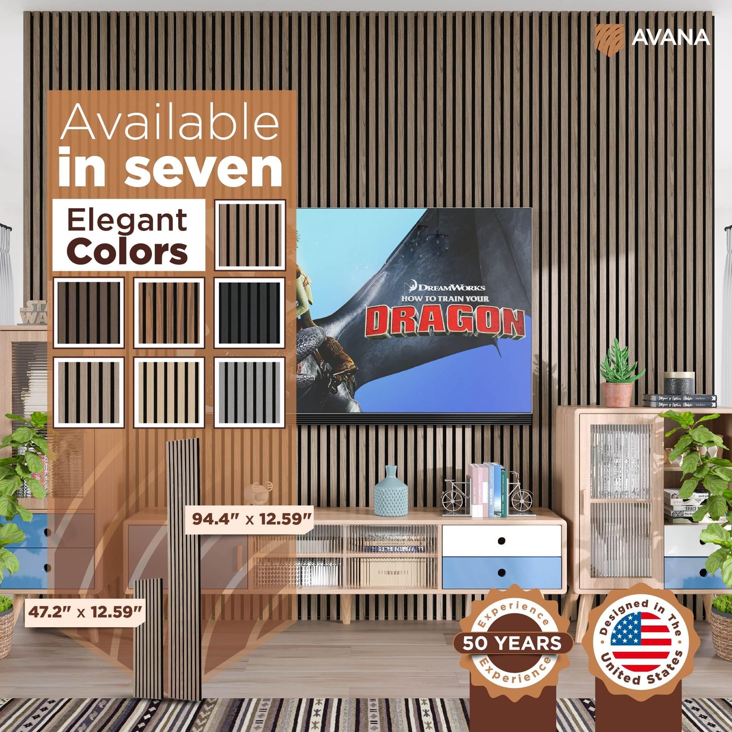 Avana Acoustic Wood Wall Panels – 94.4 x 12.6 Inch Natural Walnut Acoustic Panels 4 PCs – Wall Panels For Interior Wall Decor For Homes, Offices, Studios – Pleasing Decorative Wood Panels For Wall