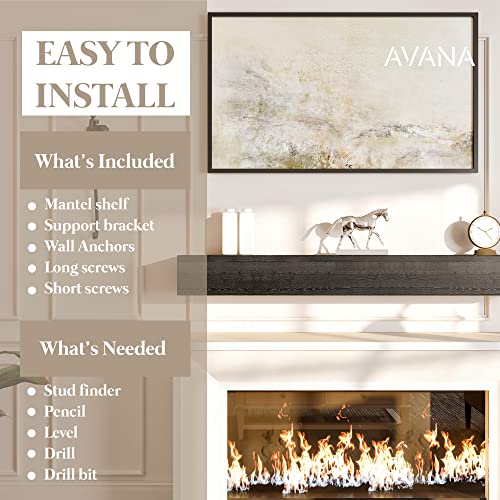 Avana Fireplace Mantle - Natural Fireplace Mantles Wood - Mounted Mantles for Over Fireplace - Handcrafted Fireplace Wood Mantel - Wood Mantels for Fireplace - Fireplace Mantel