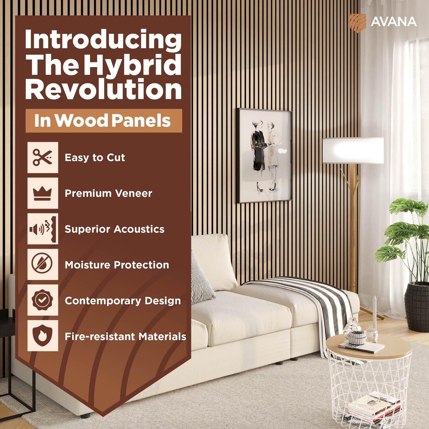 Avana Acoustic Wood Wall Panels – 47.2 X 12.6 White Oak Acoustic Panels 2 PCs – Modern Wall Panels For Interior Wall Decor For Homes, Offices, Studios – Sturdy And Durable Wood Panels For Wall