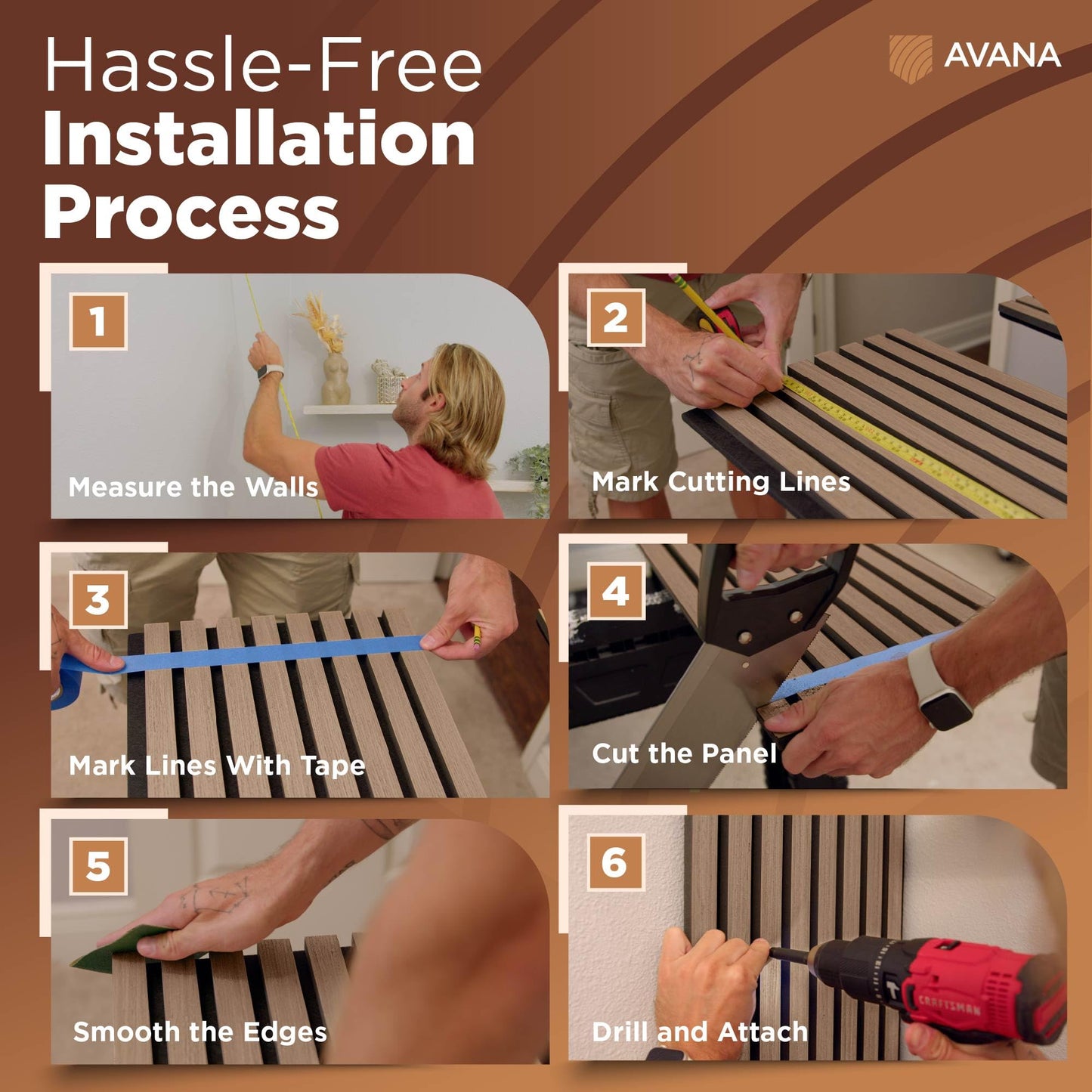 Avana Acoustic Wood Wall Panels – 47.2 X 12.6 Inch Smoke Walnut Acoustic Panels 2 PCs – Modern Wall Panels For Interior Wall Decor For Homes, Offices, Studios – Sturdy And Durable Wood Panels For Wall