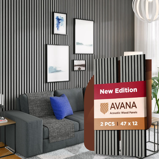 Avana Acoustic Wood Wall Panels – 47.2 X 12.6 Inch Gray Oak Acoustic Panels 2 PCs – Modern Wall Panels For Interior Wall Decor For Homes, Offices, Studios – Sturdy And Durable Wood Panels For Wall