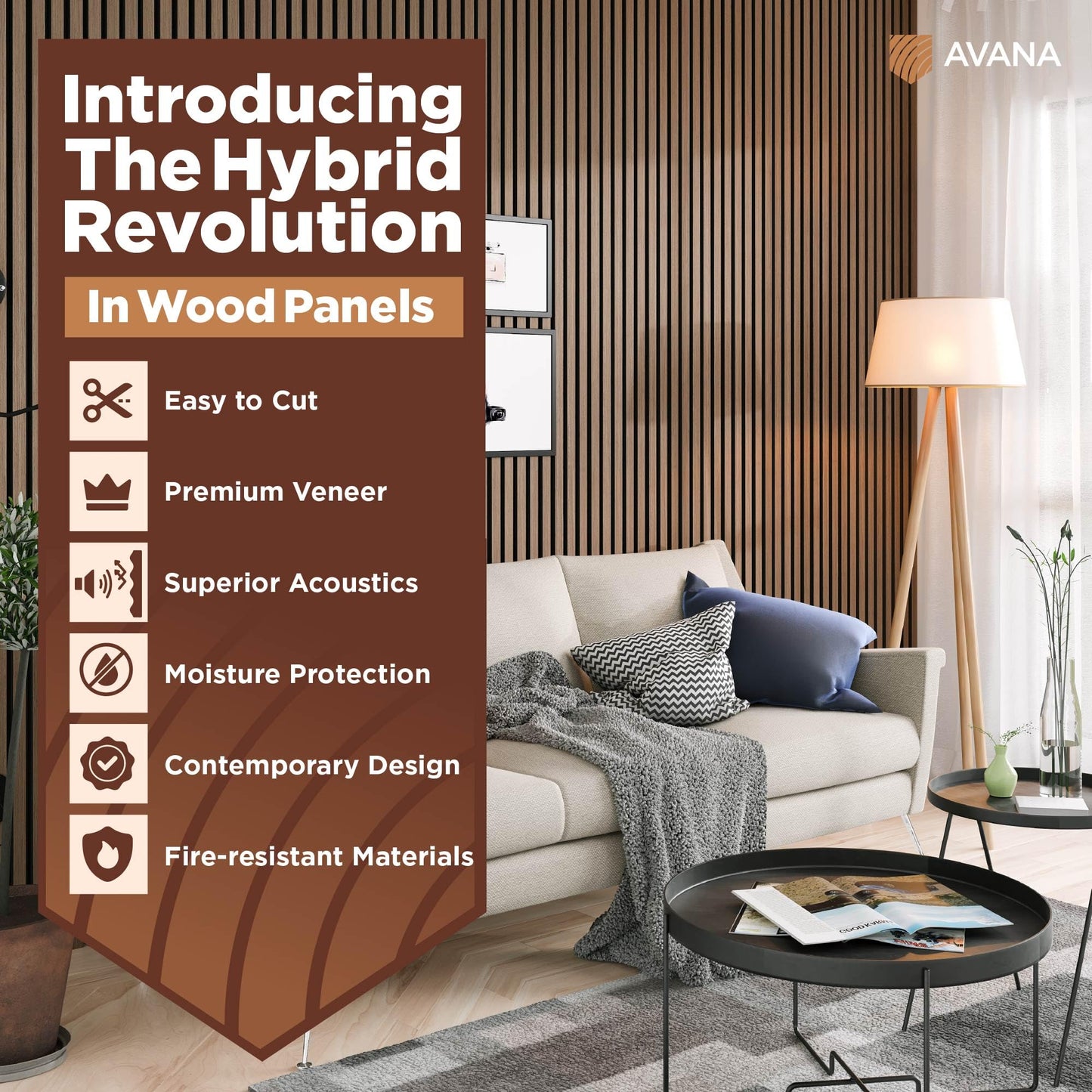 Avana Acoustic Wood Wall Panels – 94.4 x 12.6 Inch Smoke Walnut Acoustic Panels 2 PCs – Wall Panels For Interior Wall Decor For Homes, Offices, Studios – Pleasing Wood Panels For Wall