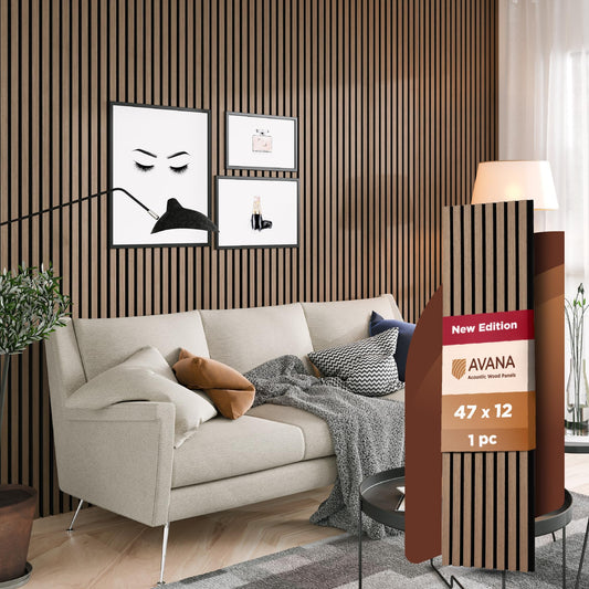 Avana Modern Acoustic Wood Wall Panels – 47.2 X 12.6 Inch Smoke Oak Acoustic Panels 1 PC – Wall Panels For Interior Wall Decor For Homes, Offices, Studios – Sturdy And Durable Wood Panels For Wall
