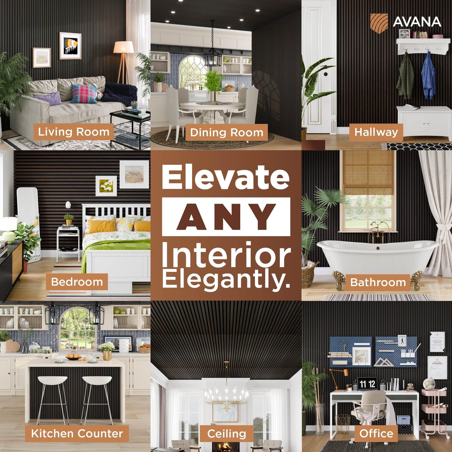 Avana Acoustic Wood Wall Panels – 94.4 X 12.6 Inch Smoke Oak Acoustic Panels 2 PCs – Wall Panels For Interior Wall Decor For Homes, Offices, Studios – Sturdy And Durable Wood Panels For Wall