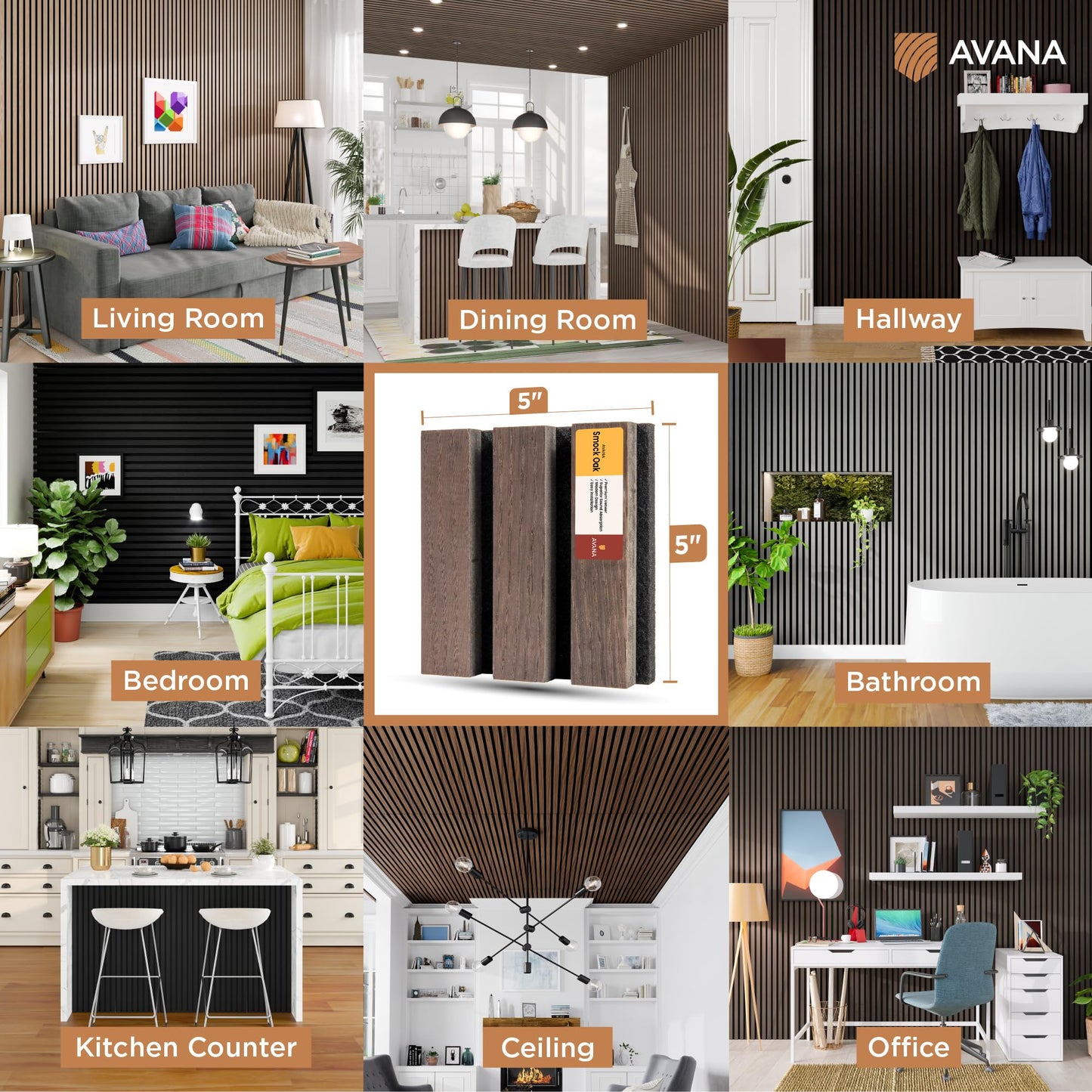 Avana Acoustic Wall Panels Color Samples Pack - Premium Wood Panels for Wall Decor - Interior Sound Proofing and Acoustic Panels