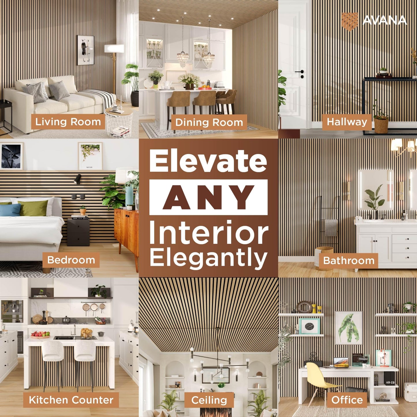 Avana Modern Acoustic Wood Wall Panels – 47.2 x 12.6 Inch White Oak Acoustic Panels 1 PC – Wall Panels for Interior Wall Decor For Homes, Offices, Studios – Sturdy And Durable Wood Panels for Wall