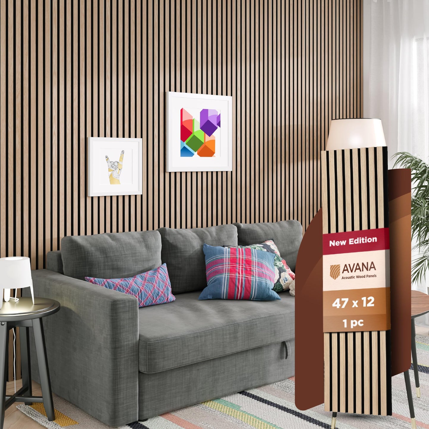 Avana Acoustic Wood Wall Panels – 47.2 X 12.6 Inch White Oak Acoustic Panels 1 PC – Wall Panels For Interior Wall Decor For Homes, Offices, Studios – Modern Sturdy And Durable Wood Panels For Wall