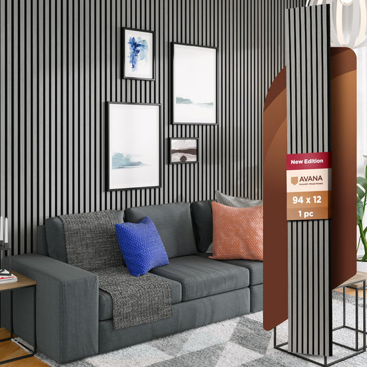 Avana Modern Acoustic Wood Wall Panels – 94.4 X 12.59 Inch Gray Oak Acoustic Panels 1 PC – Wall Panels For Interior Wall Decor For Homes, Offices, Studios – Sturdy And Durable Wood Panels For Wall