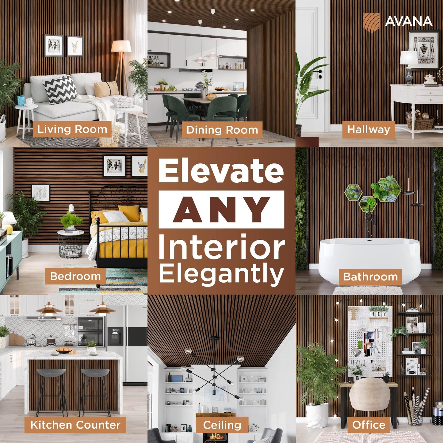 Avana Acoustic Wood Wall Panels – 94.4 X 12.6 Inch Walnut Acoustic Panels 1 PC – Wall Panels For Interior Wall Decor For Homes, Offices, Studios – Sturdy And Durable Wood Panels For Wall