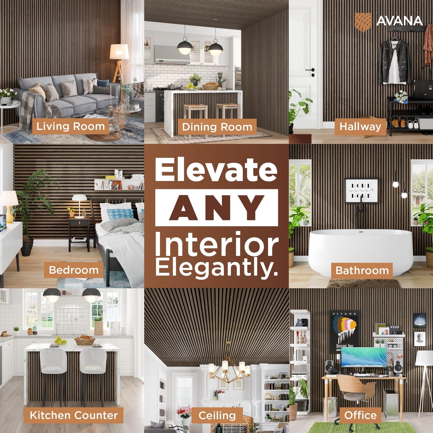 Avana Acoustic Wood Wall Panels – 94.4 x 12.6 Inch Natural Walnut Acoustic Panels 2 PCs – Wall Panels For Interior Wall Decor For Homes, Offices, Studios – Pleasing Decorative Wood Panels For Wall