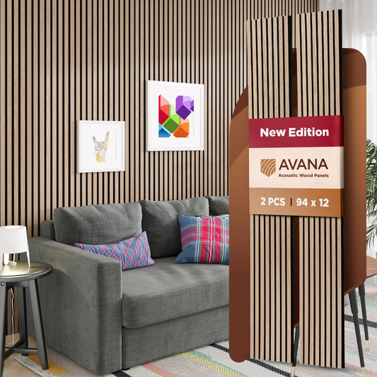 Avana Acoustic Wood Wall Panels – 94.4 X 12.6 Inch White Oak Acoustic Panels 2 PCs – Wall Panels For Interior Wall Decor For Homes, Offices, Studios – Sturdy And Durable Wood Panels For Wall