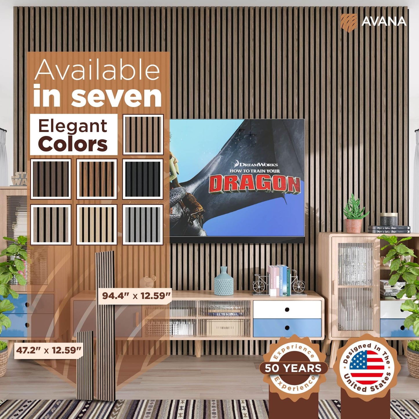 Avana Acoustic Wood Wall Panels – 94.4 x 12.6 Inch Natural Walnut Acoustic Panels 2 PCs – Wall Panels For Interior Wall Decor For Homes, Offices, Studios – Pleasing Decorative Wood Panels For Wall