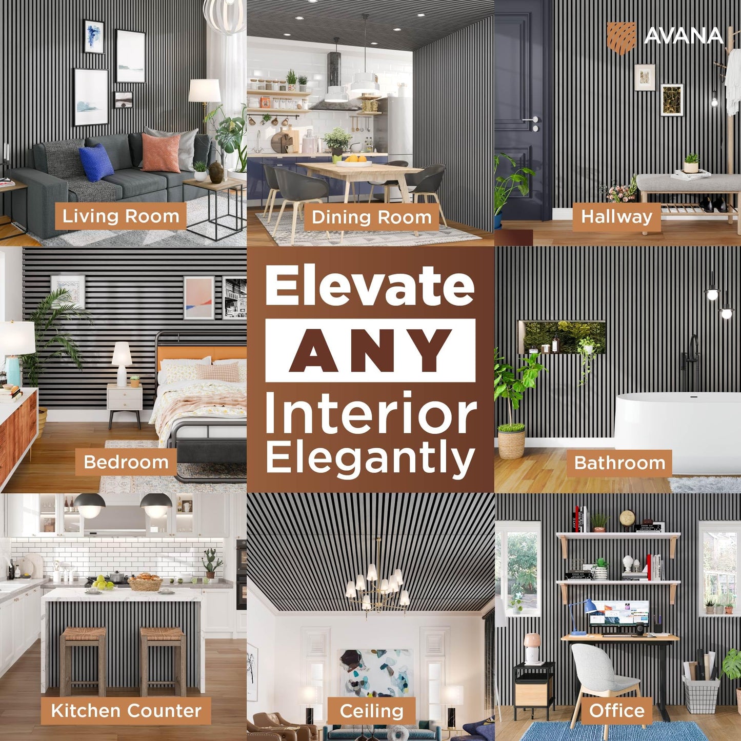 Avana Modern Acoustic Wood Wall Panels – 94.4 X 12.59 Inch Gray Oak Acoustic Panels 1 PC – Wall Panels For Interior Wall Decor For Homes, Offices, Studios – Sturdy And Durable Wood Panels For Wall