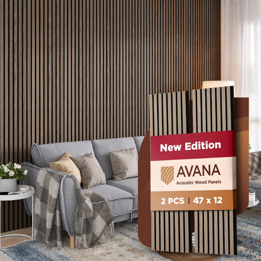 Avana Acoustic Wood Wall Panels – 47.2 X 12.6 Inch Walnut Acoustic Panels 2 PCs – Modern Wall Panels For Interior Wall Decor for Homes, Offices, Studios – Sturdy And Durable Wood Panels For Wall
