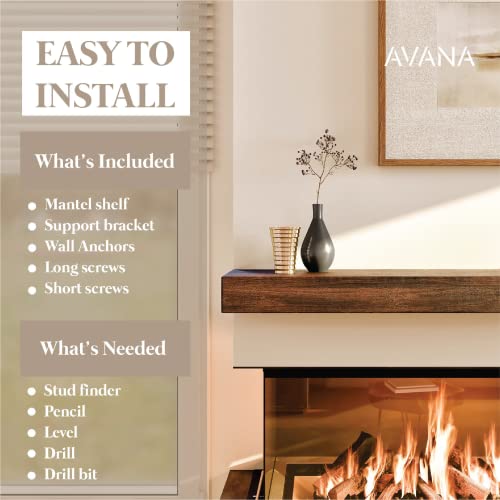 Avana Fireplace Mantle - Natural Fireplace Mantles Wood - Mounted Mantles for Over Fireplace - Handcrafted Fireplace Wood Mantel - Wood Mantels for Fireplace - Fireplace Mantel