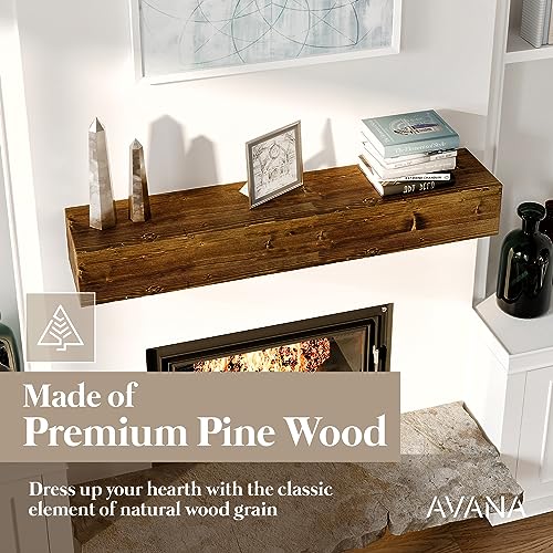 Avana Fireplace Mantle - Natural Fireplace Mantles Wood - Mounted Mantles for Over Fireplace - Handcrafted Fireplace Wood Mantel - Wood Mantels for Fireplace - Fireplace Mantel