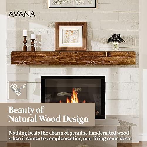 Avana Fireplace Mantle - Natural Fireplace Mantles Wood - Mounted Mantles for Over Fireplace - Handcrafted Fireplace Wood Mantel - Wood Mantels for Fireplace - Fireplace Mantel