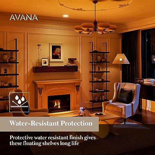 Avana Floating Fireplace Mantel - Natural Wood Mantles for Over Fireplace - Handcrafted Mantel Farmhouse Floating Shelf - Mounted Fireplace Wood Mantle - 48 X 8 X 5 Inch - Rustic Brown