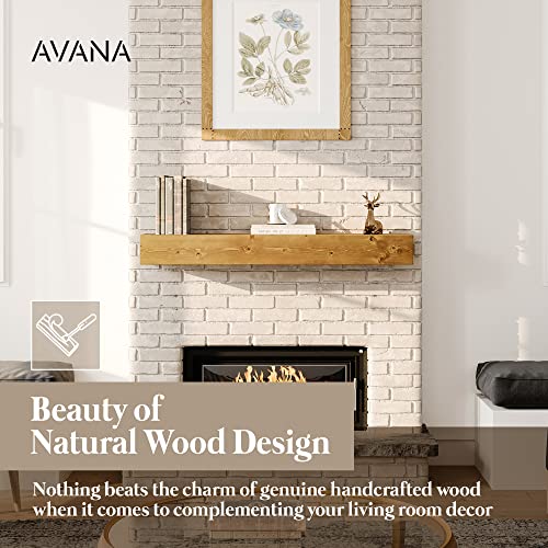 Avana Fireplace Mantle - Natural Fireplace Mantles Wood - Mounted Mantles for Over Fireplace - Handcrafted Fireplace Wood Mantel - Wood Mantels for Fireplace - Fireplace Mantel