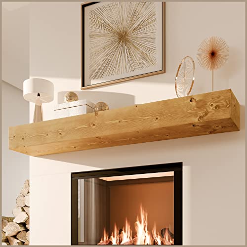 Avana Fireplace Mantle - Natural Fireplace Mantles Wood - Mounted Mantles for Over Fireplace - Handcrafted Fireplace Wood Mantel - Wood Mantels for Fireplace - Fireplace Mantel