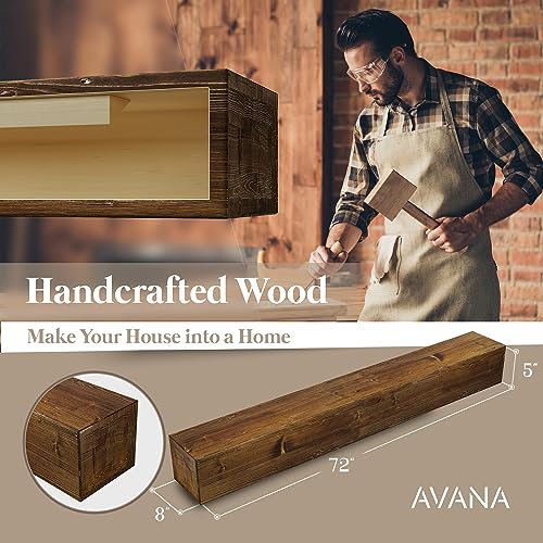 Avana Fireplace Mantle - Natural Fireplace Mantles Wood - Mounted Mantles for Over Fireplace - Handcrafted Fireplace Wood Mantel - Wood Mantels for Fireplace - Fireplace Mantel