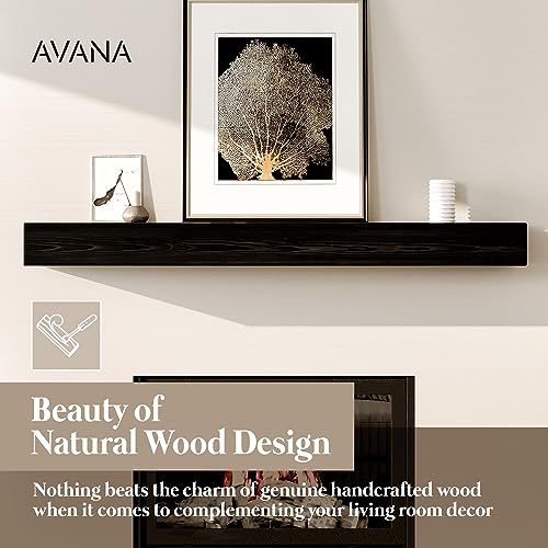 Avana Fireplace Mantle - Natural Fireplace Mantles Wood - Mounted Mantles for Over Fireplace - Handcrafted Fireplace Wood Mantel - Wood Mantels for Fireplace Mantel 48 X 8 X 3 Inch - Espresso