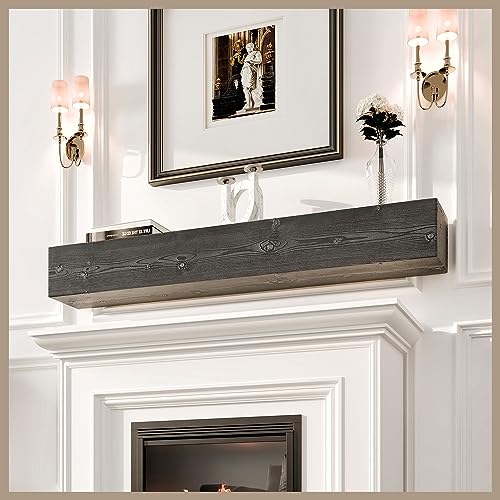 Avana Fireplace 48 Inch Mantel Shelf - Handcrafted Natural Wood Mantels for Fireplace - Farmhouse Fireplace Mantle Shelf - Floating Fireplace Mantels - Fireplace Mantel 48 X 8 X 5 Inch - Grey