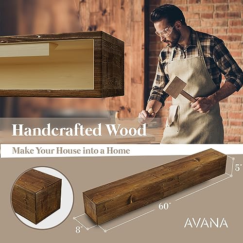 Avana Fireplace Mantle - Natural Fireplace Mantles Wood - Mounted Mantles for Over Fireplace - Handcrafted Fireplace Wood Mantel - Wood Mantels for Fireplace - Fireplace Mantel