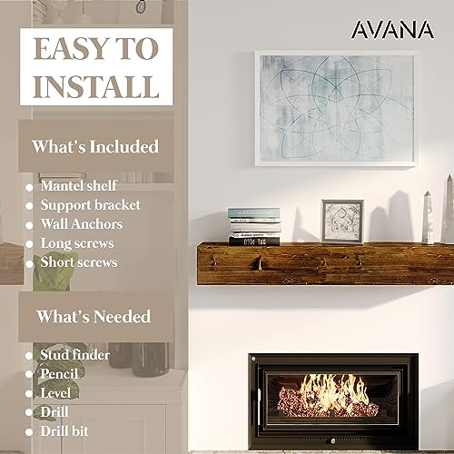 Avana Fireplace Mantle - Natural Fireplace Mantles Wood - Mounted Mantles for Over Fireplace - Handcrafted Fireplace Wood Mantel - Wood Mantels for Fireplace - Fireplace Mantel