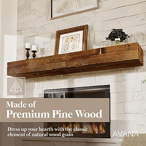 Avana Fireplace Mantle - Natural Fireplace Mantles Wood - Mounted Mantles for Over Fireplace - Handcrafted Fireplace Wood Mantel - Wood Mantels for Fireplace - Fireplace Mantel