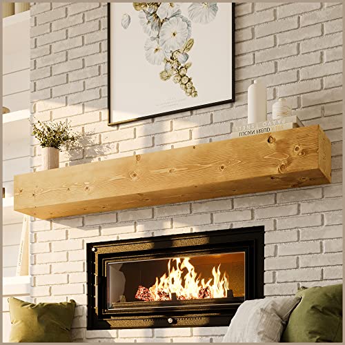 Avana Fireplace Mantle - Natural Fireplace Mantles Wood - Mounted Mantles for Over Fireplace - Handcrafted Fireplace Wood Mantel - Wood Mantels for Fireplace - Fireplace Mantel