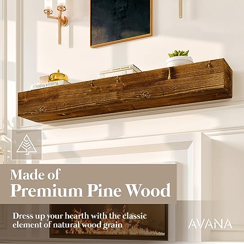 Avana Fireplace Mantle - Natural Fireplace Mantles Wood - Mounted Mantles for Over Fireplace - Handcrafted Fireplace Wood Mantel - Wood Mantels for Fireplace - Fireplace Mantel