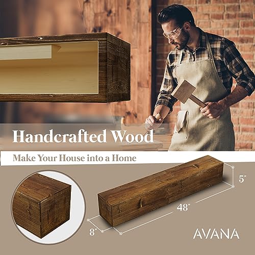 Avana Fireplace Mantle - Natural Fireplace Mantles Wood - Mounted Mantles for Over Fireplace - Handcrafted Fireplace Wood Mantel - Wood Mantels for Fireplace - Fireplace Mantel