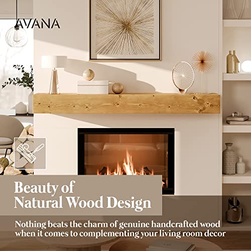 Avana Fireplace Mantle - Natural Fireplace Mantles Wood - Mounted Mantles for Over Fireplace - Handcrafted Fireplace Wood Mantel - Wood Mantels for Fireplace - Fireplace Mantel