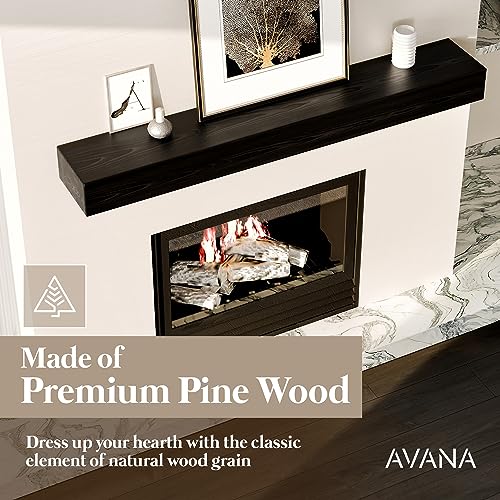 Avana Fireplace Mantle - Natural Fireplace Mantles Wood - Mounted Mantles for Over Fireplace - Handcrafted Fireplace Wood Mantel - Wood Mantels for Fireplace Mantel 48 X 8 X 3 Inch - Espresso