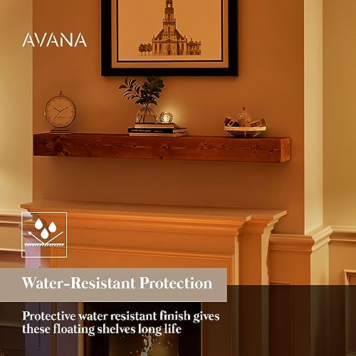 Avana Fireplace Mantel Shelf 48 inches - Natural Mantles for Over Fireplace - Wall Mounted Fireplace Mantels, Handcrafted Wood Mantle Mount, Floating Mantle Shelves - Rustic Natural 48 X 8 X 3 Inch